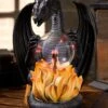 10" Dragon With Lighted Static Magic Ball Decoration