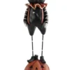 10-Inch Resin Black Cat With Metal Legs Standing On Pumpkin Decoration