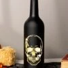 11 Inch Matte LED Black Halloween Skull Bottle Decoration
