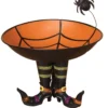 11.2-Inch Metal Candy Bowl On Witch Boots And Spider Decoration