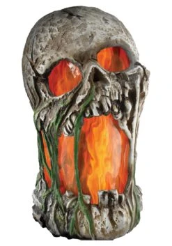 Light Up Flaming Rotted Skull 12 Inch Prop -Halloween Decoration Store 12 inch flaming rotted skull animated prop alt 3
