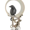 14.25-Inch Crescent Moon With Crow And Skulls Decoration
