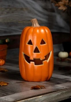 16-Inch Realistic Light Up Pumpkin Halloween Decoration