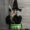 17" Brewing Witch With Black Cauldron Decoration