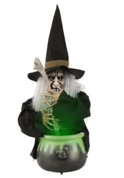 17" Brewing Witch With Black Cauldron Decoration 8 17" Brewing Witch With Black Cauldron Decoration -Halloween Decoration Store 17 h black brewing witch w cauldron alt 3