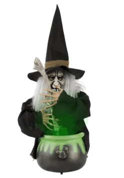 17" Brewing Witch With Black Cauldron Decoration 9 17" Brewing Witch With Black Cauldron Decoration -Halloween Decoration Store 17 h black brewing witch w cauldron alt 4