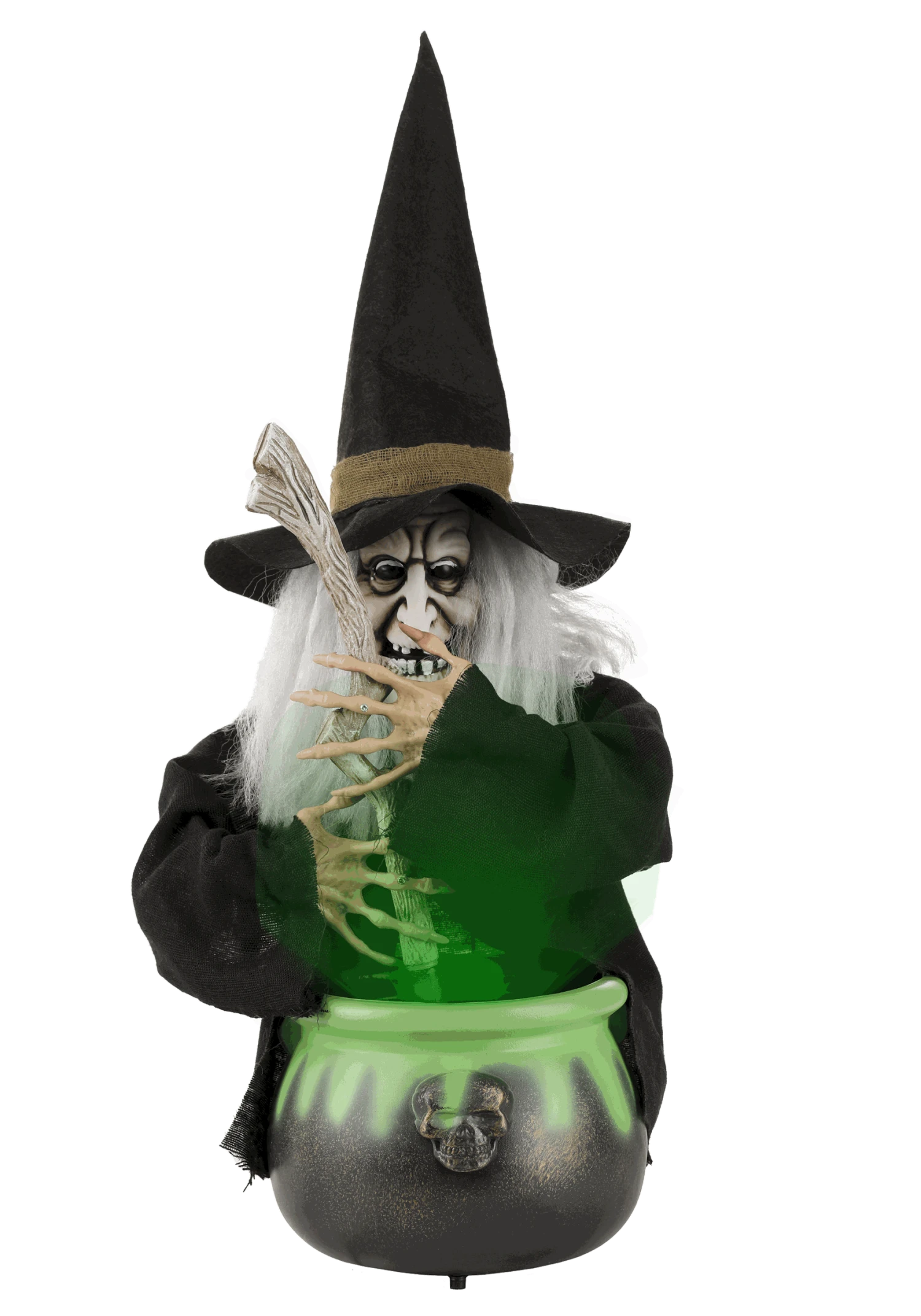 17" Brewing Witch With Black Cauldron Decoration 5 17" Brewing Witch With Black Cauldron Decoration - Image 5