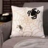 Embroidered Spiders & Web 18-Inch Pillow