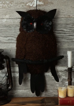 18-Inch Light Up Black Owl Decoration