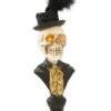 18" Skeleton Bust With LED Eyes On Pedestal Decoration