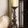 20.5 Inch Silver Resin Skull & Bat Candle Holder