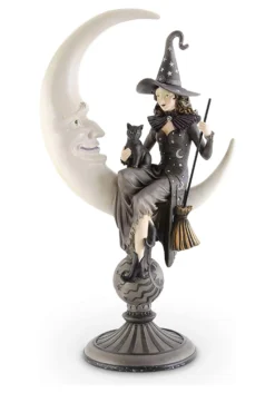 20" Crescent Moon With Sitting Witch Figure