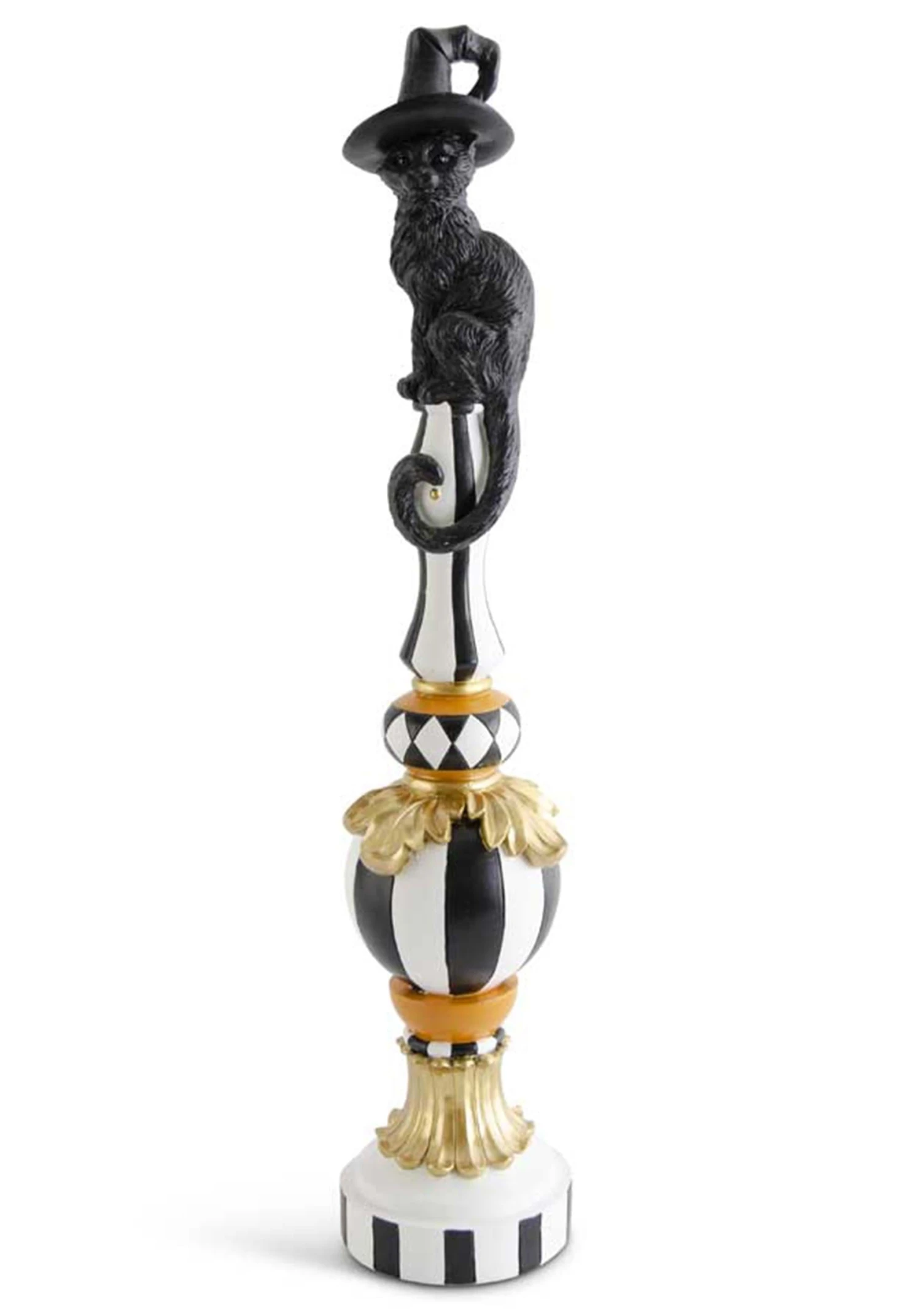 24-Inch Black, White & Orange Finial With Cat Decoration 2 24-Inch Black, White & Orange Finial With Cat Decoration - Image 2