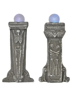 Pair Of 24" Pillars With Light Up Globes Decoration