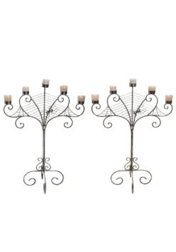 25" Silver & Gold Spider Web Candelabra Decoration