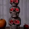 27.5 Inch Bronze Light Up Stack Of Skulls