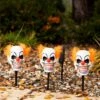 3 Piece Light Up Clown Head Stakes With Sound & Movement Decoration
