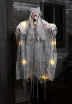 3 Foot Hanging Light Up Ghost Decoration -Halloween Decoration Store 3ft hanging light up ghost alt 4