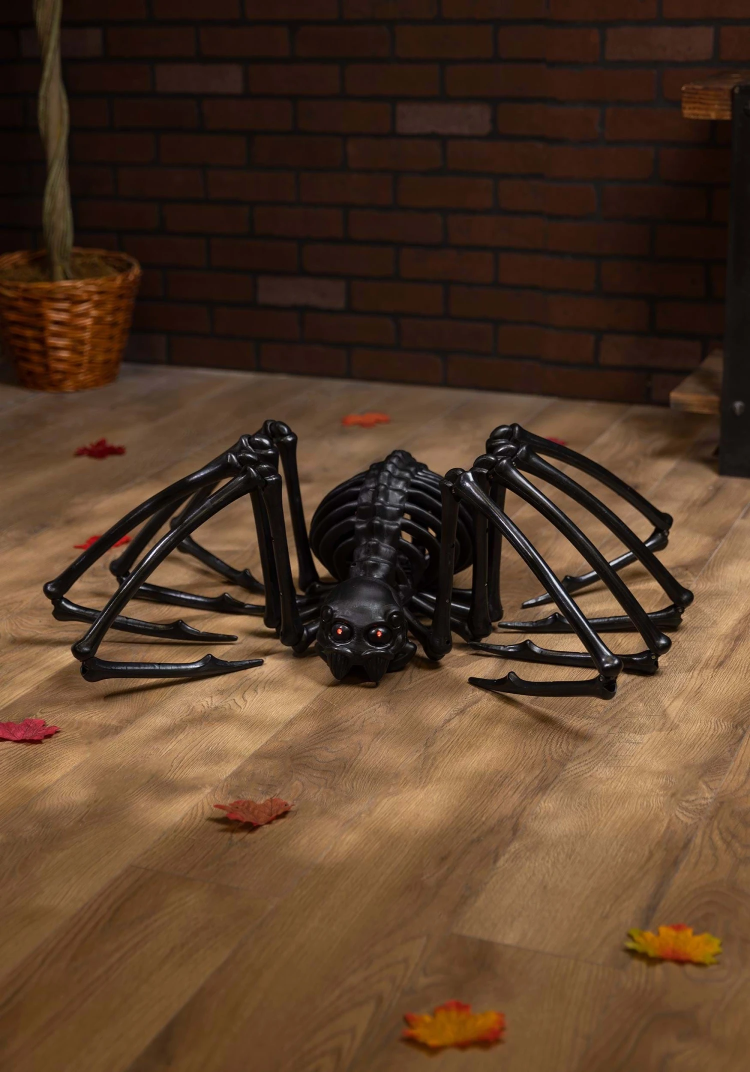 40" Black Skeleton Spider With Light Up Eyes And Timer Halloween Decoration 2 40" Black Skeleton Spider With Light Up Eyes And Timer Halloween Decoration - Image 2