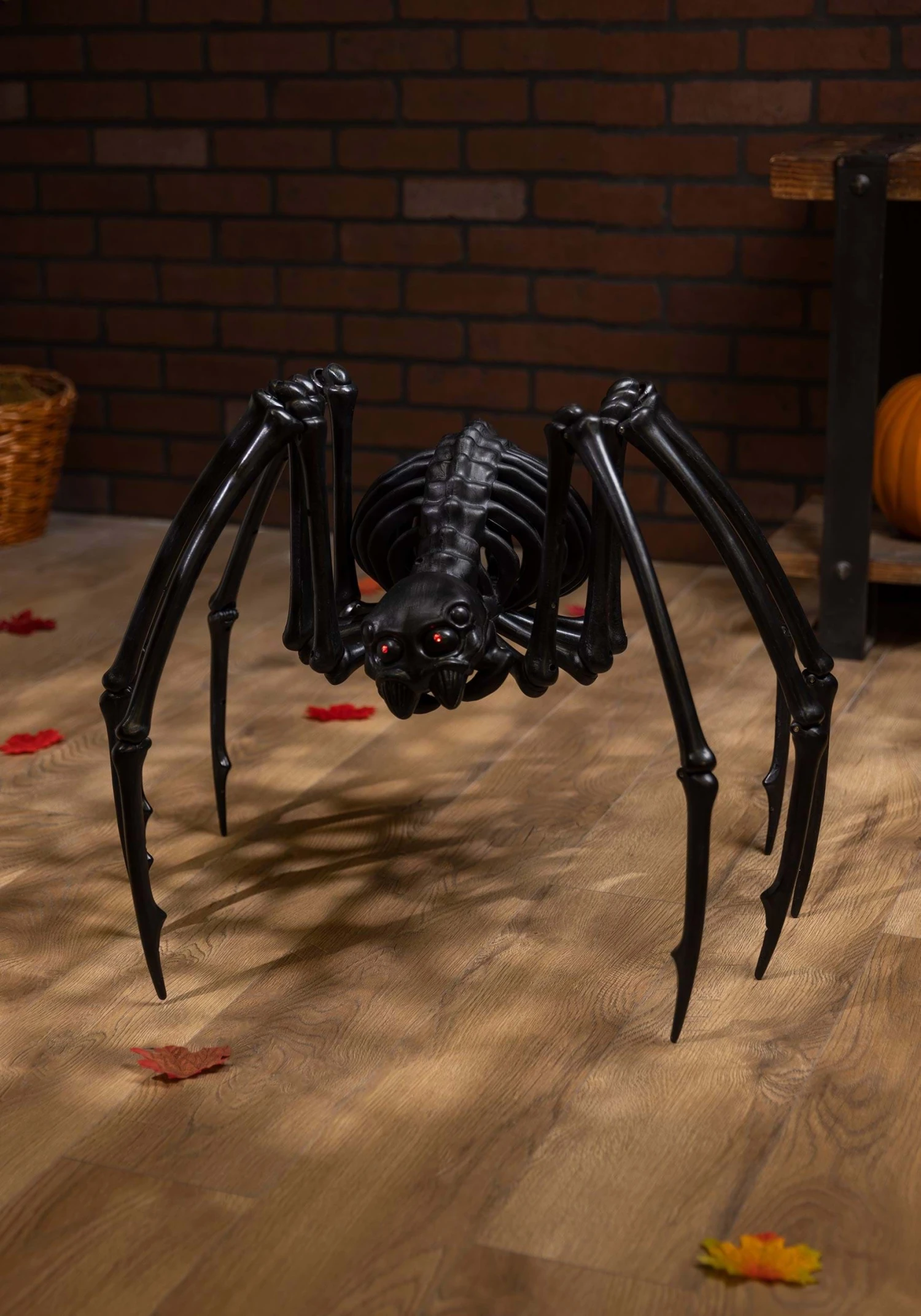40" Black Skeleton Spider With Light Up Eyes And Timer Halloween Decoration 4 40" Black Skeleton Spider With Light Up Eyes And Timer Halloween Decoration - Image 4