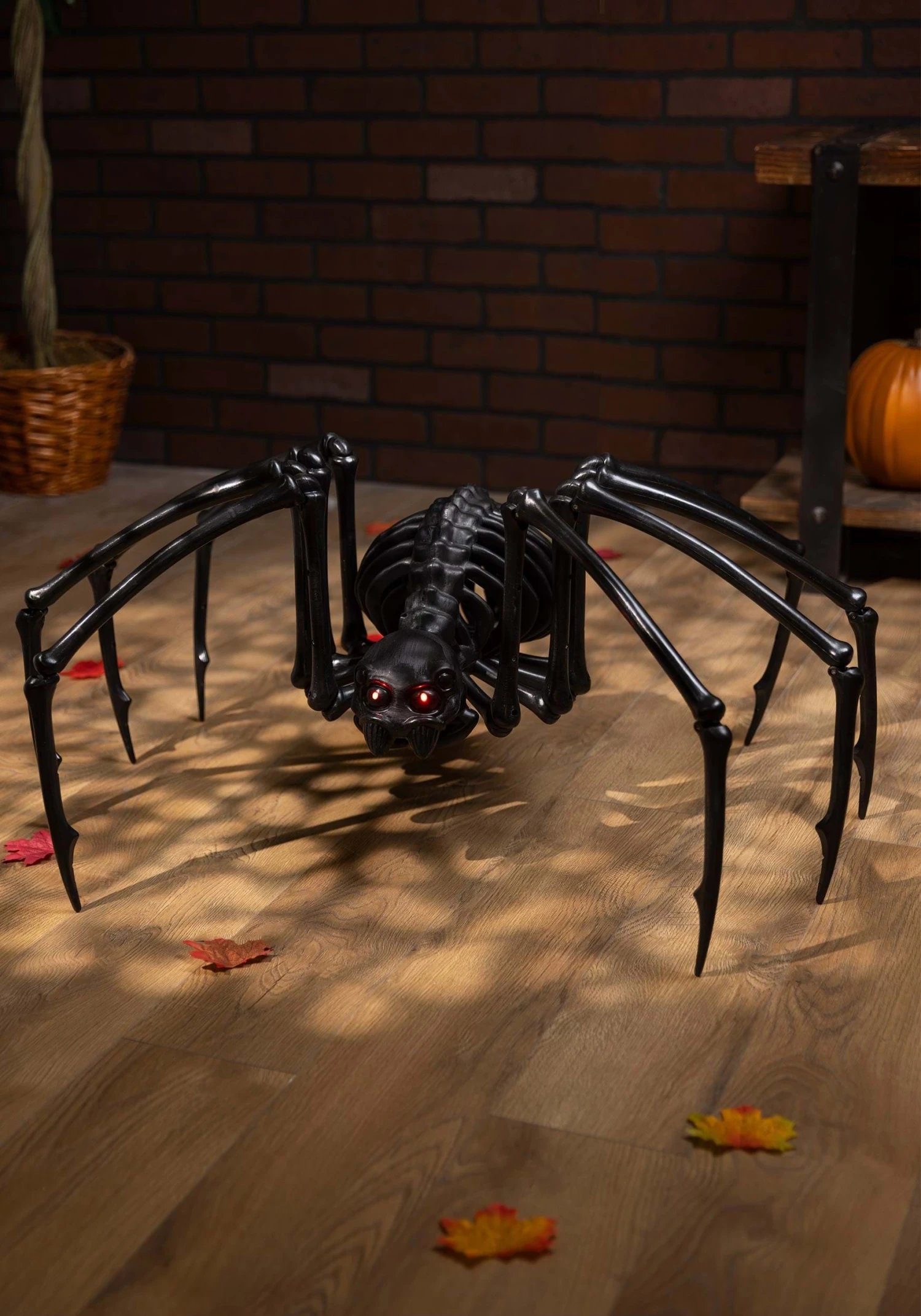 40" Black Skeleton Spider With Light Up Eyes And Timer Halloween Decoration 1 40" Black Skeleton Spider With Light Up Eyes And Timer Halloween Decoration