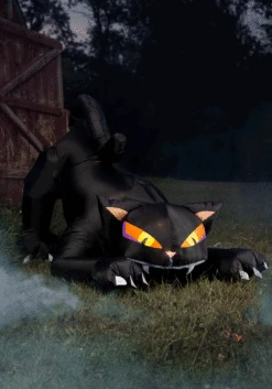 4 Foot Inflatable Black Cat With Turning Head Decoration