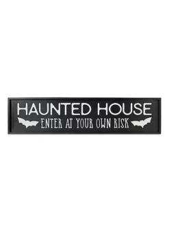 48 Inch Wood Halloween Haunted House Sign Decoration