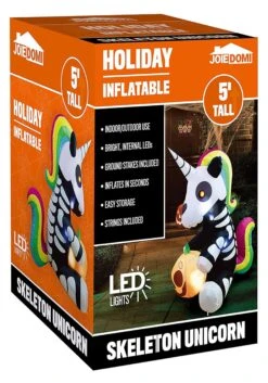 Inflatable 5' Sitting Skeleton Unicorn Decoration -Halloween Decoration Store 5 foot inflatable sitting skeleton unicorn decoration alt 2