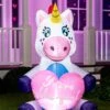 Loving 5 Foot Tall Unicorn Inflatable Decoration