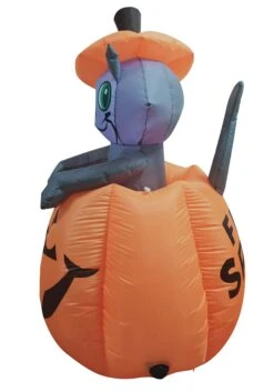 Inflatable Animated 5 Foot Cat In Pumpkin Decoration -Halloween Decoration Store 5 inflatable animated cat in pumpkin decoration alt 2
