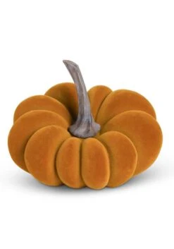 5-Inch Orange Velvet Pumpkin Decoration