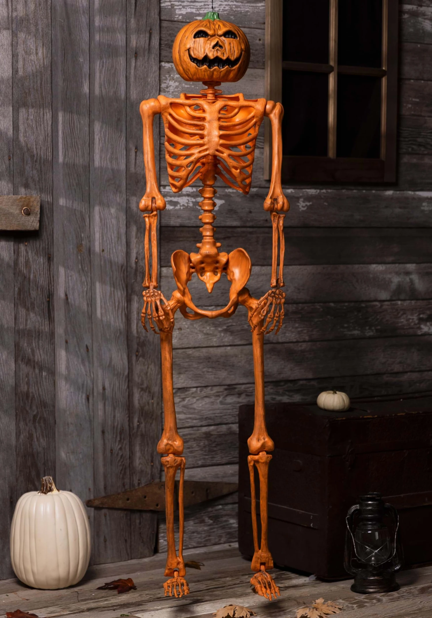 5FT Orange Skeleton With Pumpkin Head Halloween Decoration 3 5FT Orange Skeleton With Pumpkin Head Halloween Decoration - Image 3