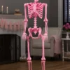 5 Foot Poseable Crazy Bones Skeleton In Pink Halloween Decoration
