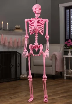 5 Foot Poseable Crazy Bones Skeleton In Pink Halloween Decoration