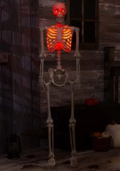 5 Foot Red Light Up Face And Chest Poseable Skeleton Halloween Decoration -Halloween Decoration Store 5ft poseable red light up face chest skeleton alt 2