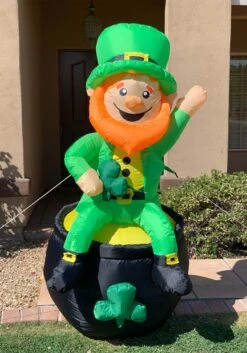 5FT Tall Sitting Leprechaun Inflatable Decoration -Halloween Decoration Store 5ft tall large sitting leprechaun inflatable decor alt 5