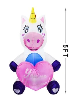 Loving 5 Foot Tall Unicorn Inflatable Decoration -Halloween Decoration Store 5ft tall loving unicorn inflatable decoration alt 3
