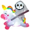 5 Foot Tall Reaper Riding Unicorn Inflatable Decoration