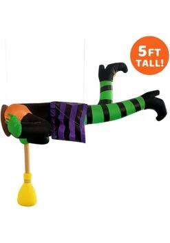 5 Foot Tall Witch Stuck On Tree Inflatable Decoration -Halloween Decoration Store 5ft tall witch stuck on tree inflatable decoration alt 1