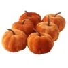 Six 2" Orange Velvet Pumpkin Set