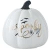 6.5in White Ceramic Spooky Decal Pumpkin