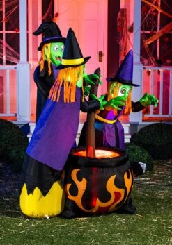 6 Foot Tall Cauldron And Witches Inflatable Decoration -Halloween Decoration Store 6 foot tall cauldron and witches inflatable decoration alt 2