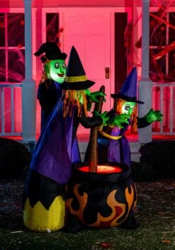 6 Foot Tall Cauldron And Witches Inflatable Decoration -Halloween Decoration Store 6 foot tall cauldron and witches inflatable decoration alt 3