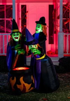 6 Foot Tall Cauldron And Witches Inflatable Decoration -Halloween Decoration Store 6 foot tall cauldron and witches inflatable decoration alt 5