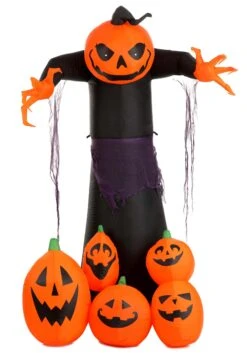 Ghostly 6 Foot Pumpkin Decoration -Halloween Decoration Store 6 ft ghostly pumpkin decoration alt 3