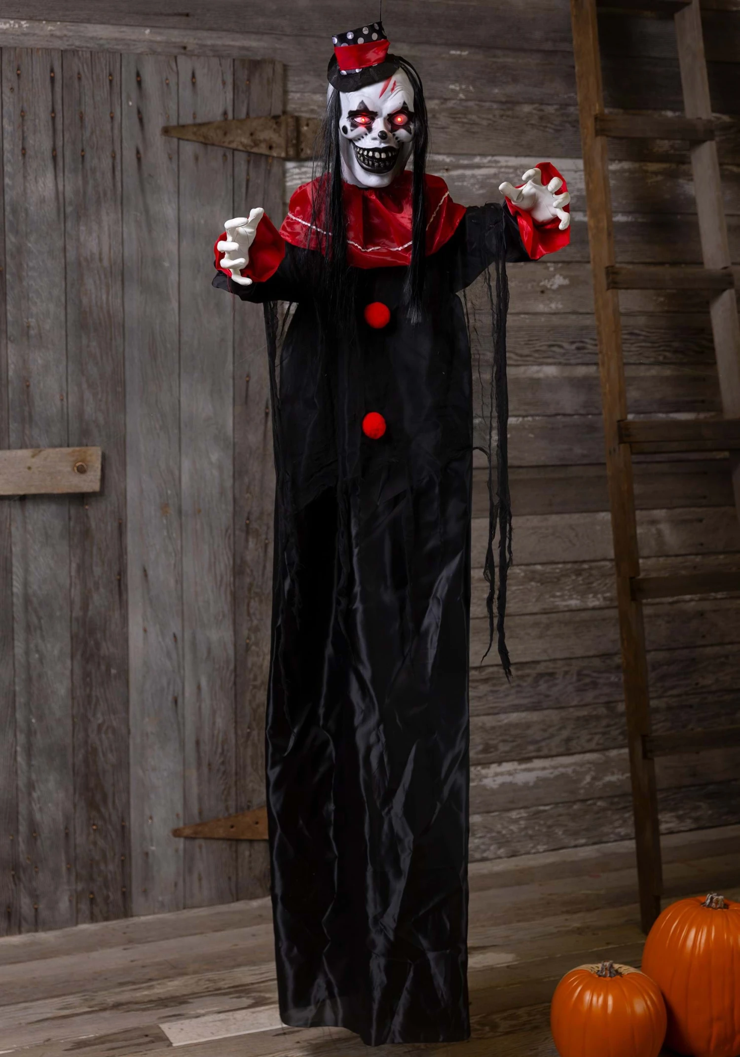 6FT Hanging Clown With Hat Halloween Decoration 1 6FT Hanging Clown With Hat Halloween Decoration