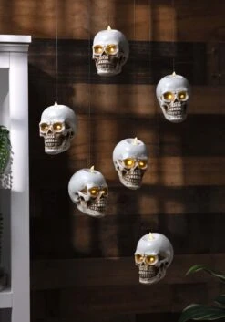 6 Hanging Light Up Skulls Halloween Decoration With Remote Control
