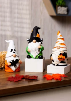 6" Halloween Set Of 3 Character Resin Gnomes Decoration