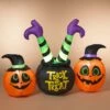 64-Inch Electric Lighted Inflatable Witch & Pumpkins Decoration