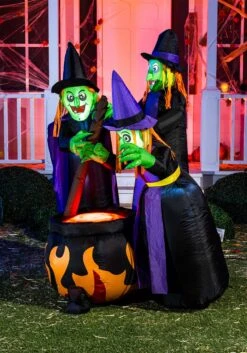 6 Foot Tall Cauldron And Witches Inflatable Decoration -Halloween Decoration Store 6ft tall cauldron witches inflatable decoration alt 4